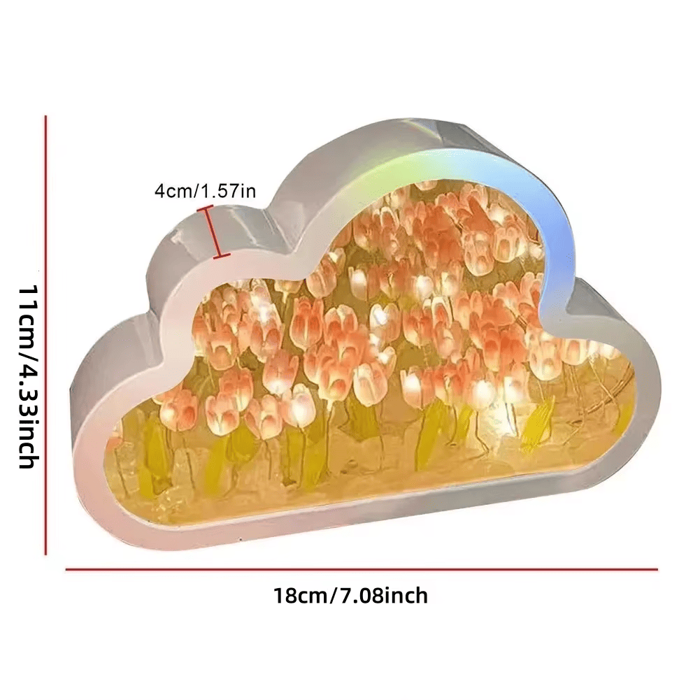 Cloud Tulip Night Light – DIY Flower Mirror Lamp for Home Decor & Gifts