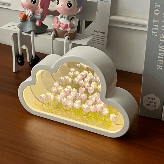 Cloud Tulip Night Light – DIY Flower Mirror Lamp for Home Decor & Gifts