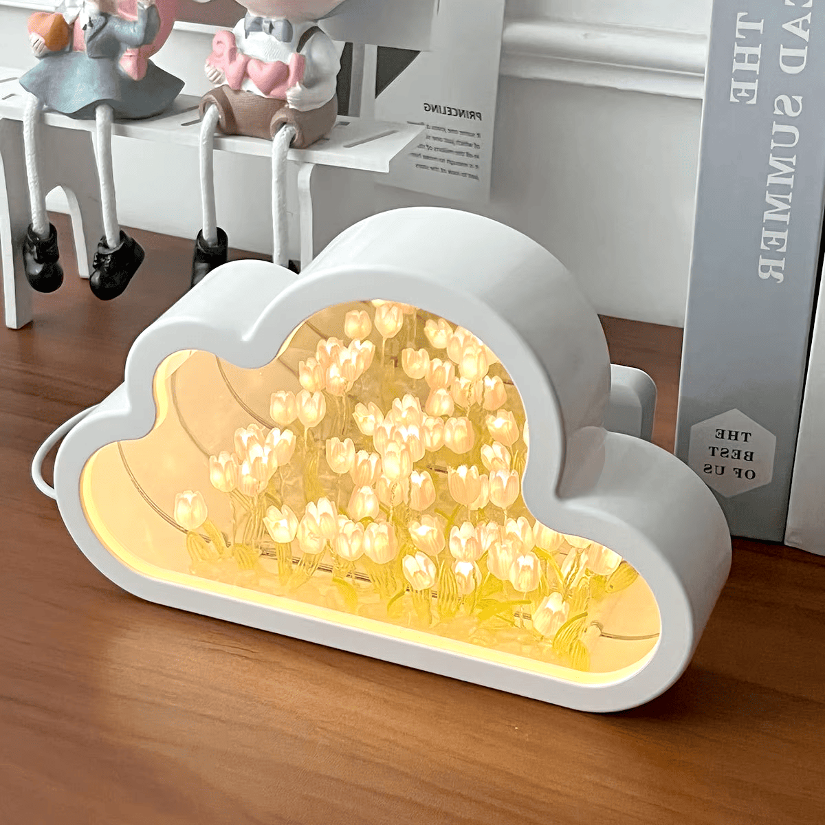 Cloud Tulip Night Light – DIY Flower Mirror Lamp for Home Decor & Gifts