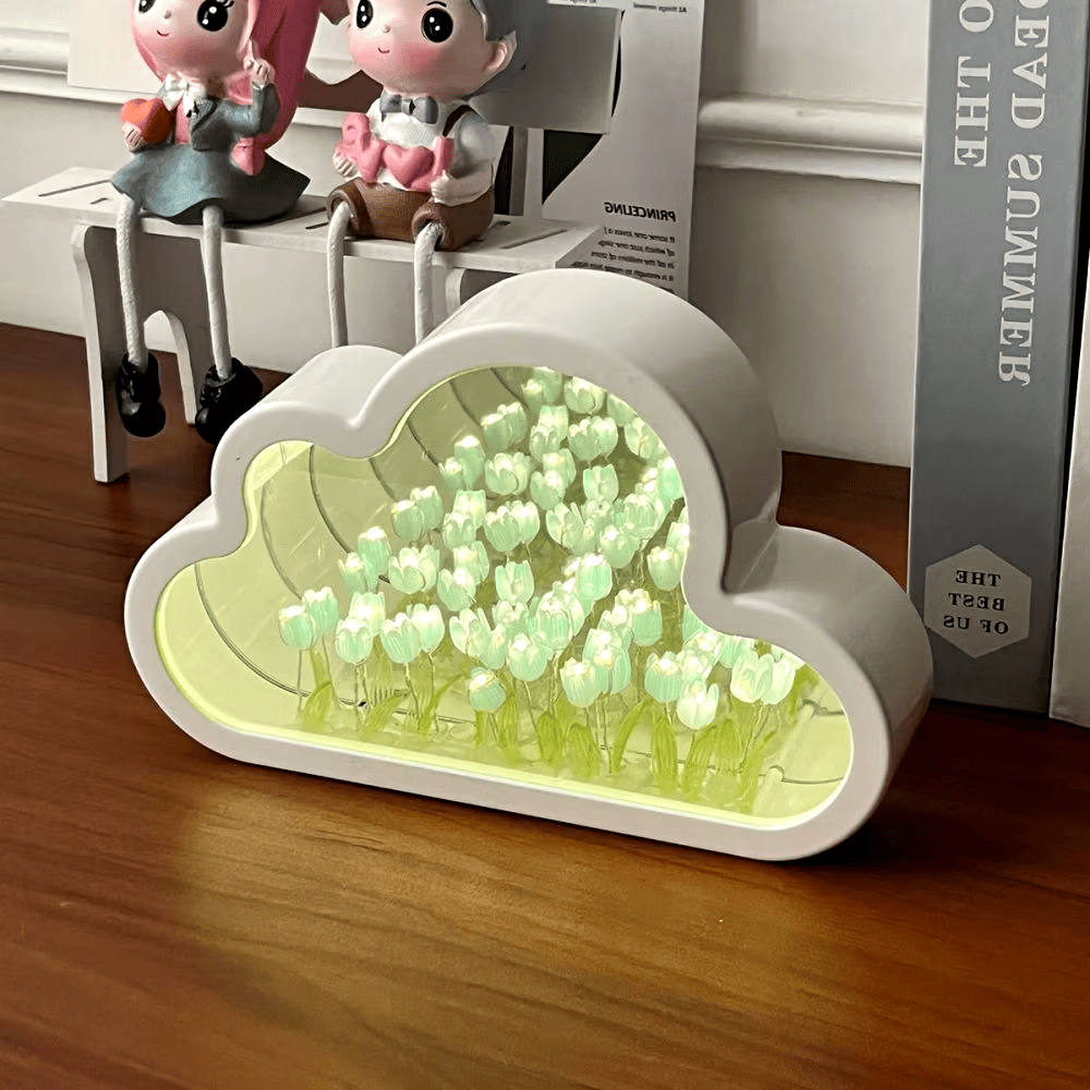 Cloud Tulip Night Light – DIY Flower Mirror Lamp for Home Decor & Gifts